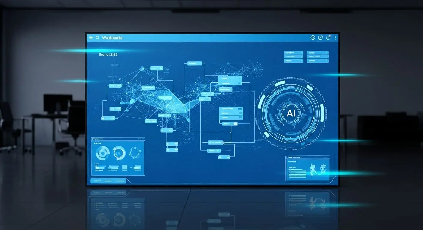 Pantalla con interfaz de inteligencia artificial