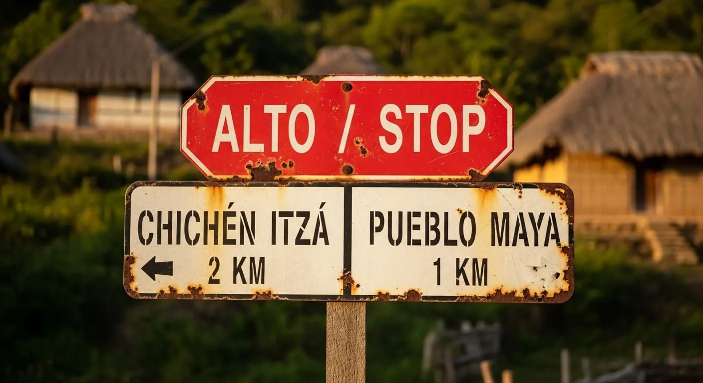 Señal de tránsito bilingüe