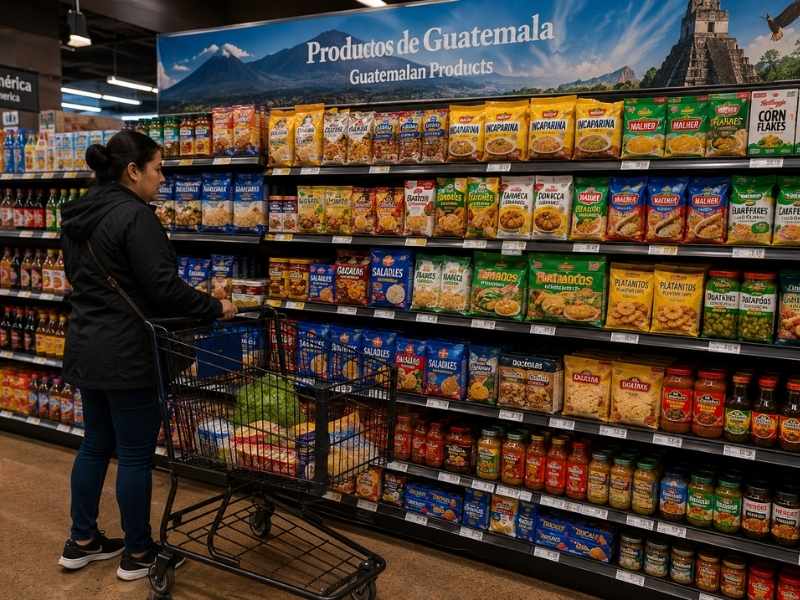 Productos alimenticios guatemaltecos en una tienda latina en Estados Unidos.